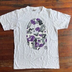 BAPE White and Purple Graphic Men's T-Shirt